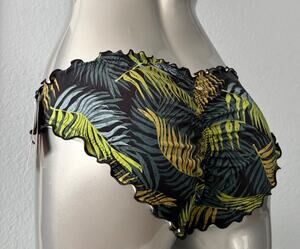 Victoria's Secret Nwt Palm Print Ruched Ruffled Ruffle Cheeky Swim Bikini Bottom